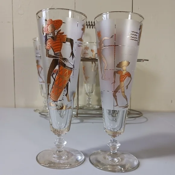 Vintage Libbey Glass Company Calypso Caribbean Cruise Set of7  Pilsner Glasses - Picture 2 of 6